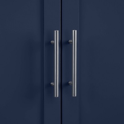 Navy Shaker-Style Tall Kitchen Storage Pantry with Adjustable Shelves