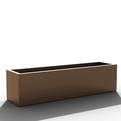 Lirago Brown Metal Planter Box privacy screen Garden Bed with Trellis and Wheels 9.06"Dx9.06"L x35.83"H