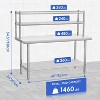 Stainless Steel Table 48x24", Heavy Duty Metal Commercial Prep Table with Four Tiers of Storage with Hooks for Kitchen, Home, Hotel Food Prep - 2 of 4