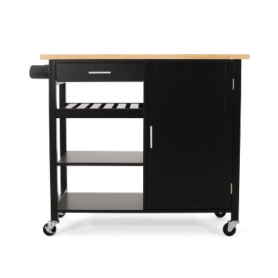 GDFStudio Carmelina Contemporary Wooden Kitchen Cart with Wheels