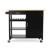 Kitchen Island Cart With Lockable Wheels, Utility Kitchen Cart With 1 Drawer, 3 Open Storage Shelves And Cabinet, Rolling Cart For Dining Room Bar - 3 of 4