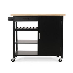 GDFStudio Carmelina Contemporary Wooden Kitchen Cart with Wheels - 1 of 4