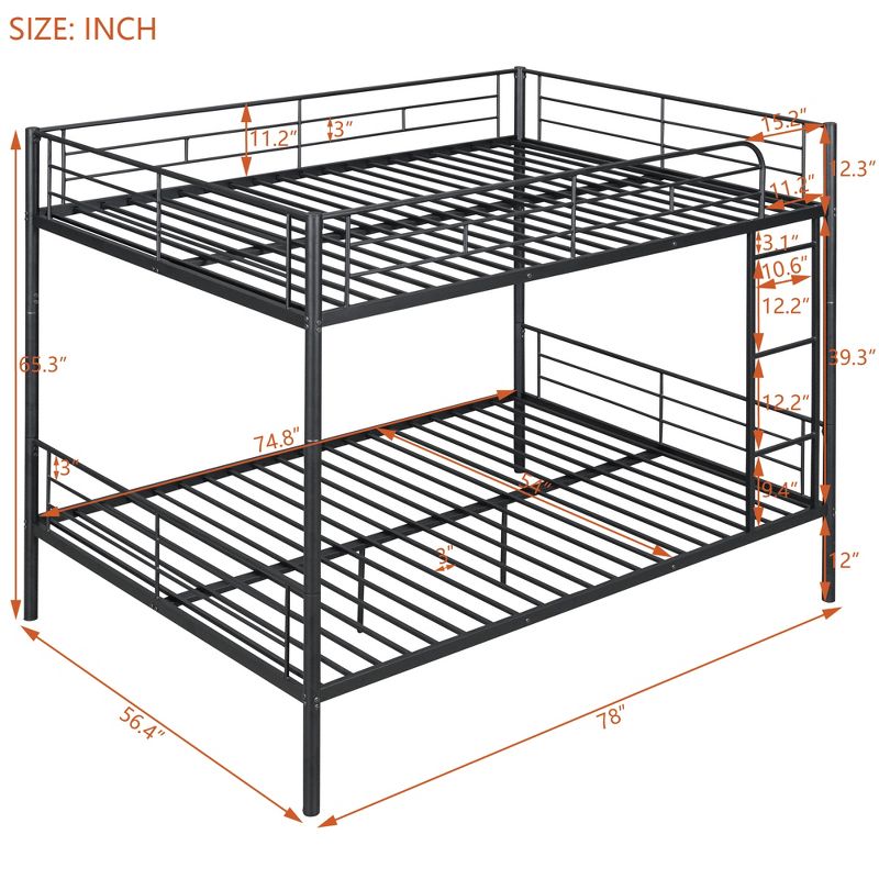 Full Over Full Size Metal Bunk Bed - ModernLuxe, 3 of 9