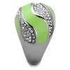 Slickblue Modern Silver Stainless Steel Ring with Green Enamel and Pave Crystal Accents, 17.3g, Women's size 5–10 - 4 of 4