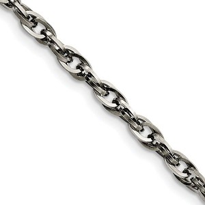 Black Bow Jewelry Men's 4.2mm Stainless Steel Twisted Loose Rope Chain Necklace - 1 of 4