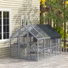 PawHut Large Catio Outdoor Cat Enclosure, Wooden Cat House for Multiple Cats, with Waterproof Cover, Condos, Platforms, Bridge, Doors, Gray - image 2 of 4