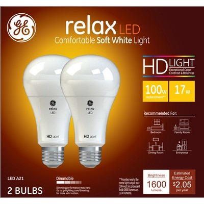 General Electric 100w 2pk A21 LED Bulb White