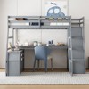 NicBex Full Size Loft Bed with Desk Pine Bed Frame with 2 Shelves, 7 Drawers, Stairs and Full Length Guardrail, No Box Spring Required - 2 of 4