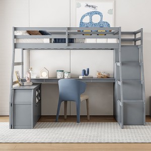 Sapphtopaz High Loft Bed with 7 Drawers 2 Shelves and Desk, Versatile Gaming Loft for Kids, Teens & Gamers, Space-Saving - 1 of 4