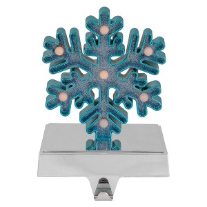Northlight LED Lighted Glitter Snowflake Christmas Stocking Holder - 7" - Blue - 1 of 4