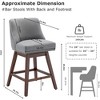 QingMoon Swivel Bar Stools Set of 2, 26'' Linen Fabric Counter Height Chairs with Solid Wood Legs and Rivet Trim Design for Kitchen Island, Pub - 3 of 4