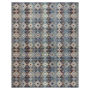 Gertmenian 8'x10' Sierra Kenna Rectangular Woven Indoor/Outdoor Area Rug Blue: UV & Water Resistant, Polypropylene - 1 of 4