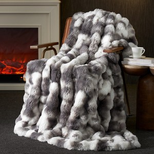 Amelie Home Luxe Faux Fur Throw Blanket – Cozy Bubble Texture for Sofa, Bedroom, or Living Room - 1 of 4