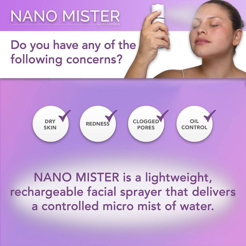 Spa Sciences NANO Portable Facial Mister for Skincare &#38; Makeup/Lash Setting, 3 of 11