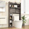 Tangkula Over The Toilet Storage Cabinet w/ Sliding Barn Door Adjustable Shelves 2 Hooks - 3 of 4