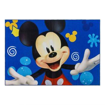 4"x6" Disney Mickey Mouse Splash Full Color Digital Printed Indoor Kids' Area Rug Blue