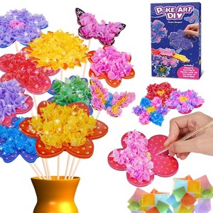 FUNFORFUN Poke-in Art Flower Bouquet Crafts for Girls Ages 4-8, Gifts for 4 5 6 7 8 9 Year Old Girls, Art Craft Activity Craft Kits for Kid - 1 of 4
