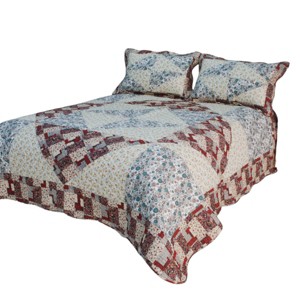 Slickblue Vermicelli Quilted Cotton Quilt Set, Twin Size, Floral 1/2 Designs, 2-Piece Set, Reversible - 1 of 4