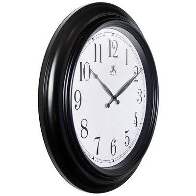 24-Inch Black and White Classic Wall Clock with Glass Cover