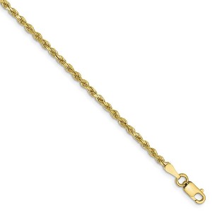Black Bow Jewelry 2mm, 10k Yellow Gold Diamond Cut Solid Rope Chain Anklet - 1 of 4