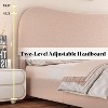 AMERLIFE Boucle Bed Frames, Upholstered Platform Bed with Curved Shaped Headboard, Cream - 4 of 4