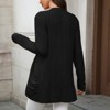 Women's Long Sleeve Knit Cardigan Casual Open Front Side Pockets Coat Jackets - 2 of 4