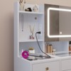 White Linen Particle Board with Triamine Tempered Glass Table Top Vanity Table Set - 2 of 4