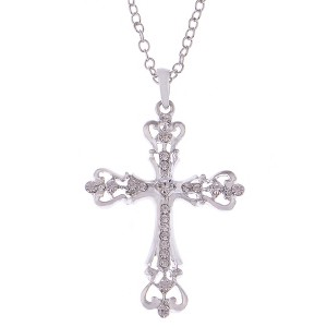 Alilang Vintage-Inspired Gothic Cross Pendant Necklace with Black Crystal Accents - 1 of 4