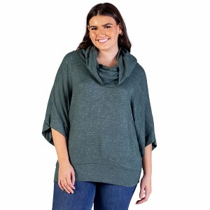 24seven Comfort Apparel Plus Size Cowl Neck Dolman Sleeve Sweater Top - 1 of 4