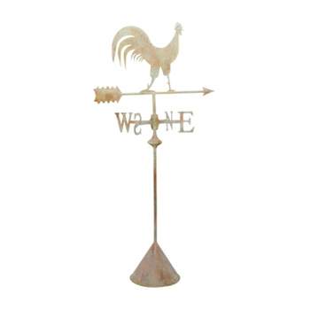 63.5" Iron Rustic Rooster Garden Sculpture White - Olivia & May