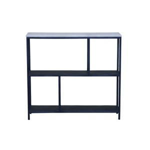 HomeRoots 30" Black and White Iron Three Tier Geometric Bookcase - 1 of 4