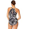 Women's Palm Chic High Neck Plunge One Piece Swimsuit - Palm Chic-14 - image 2 of 4