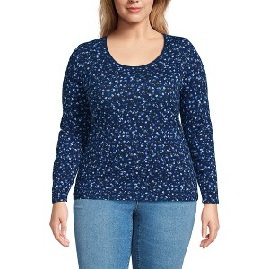 Lands' End Women's Long Sleeve Lightweight Jersey Scoop Neck T-Shirt - 1 of 3
