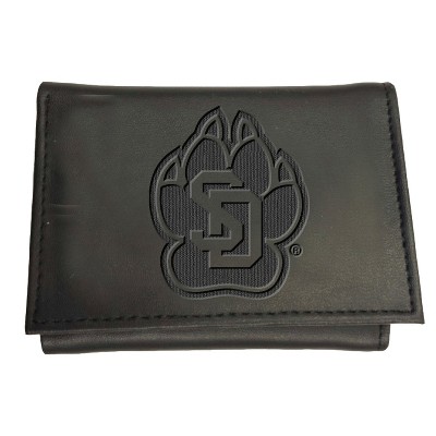 Evergreen NCAA University of South Dakota Black Leather Trifold Wallet Officially Licensed with Gift Box