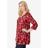 Woman Within Plus Size Perfect Printed Three-Quarter-Sleeve V-Neck Tunic - 4 of 4