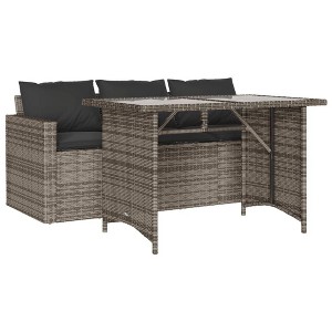 vidaXL Garden Dining Set Grey PE rattan 3-seater Removable Covers - 1 of 4