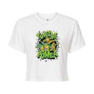 Women's - Teenage Mutant Ninja Turtles - Turtle Power New Cropped Graphic T-Shirt - 1 of 4