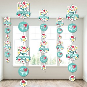Big Dot of Happiness Colorful Floral Happy Mother's Day - We Love Mom Party DIY Dangler Backdrop - Hanging Vertical Decorations - 30 Pieces - 1 of 4