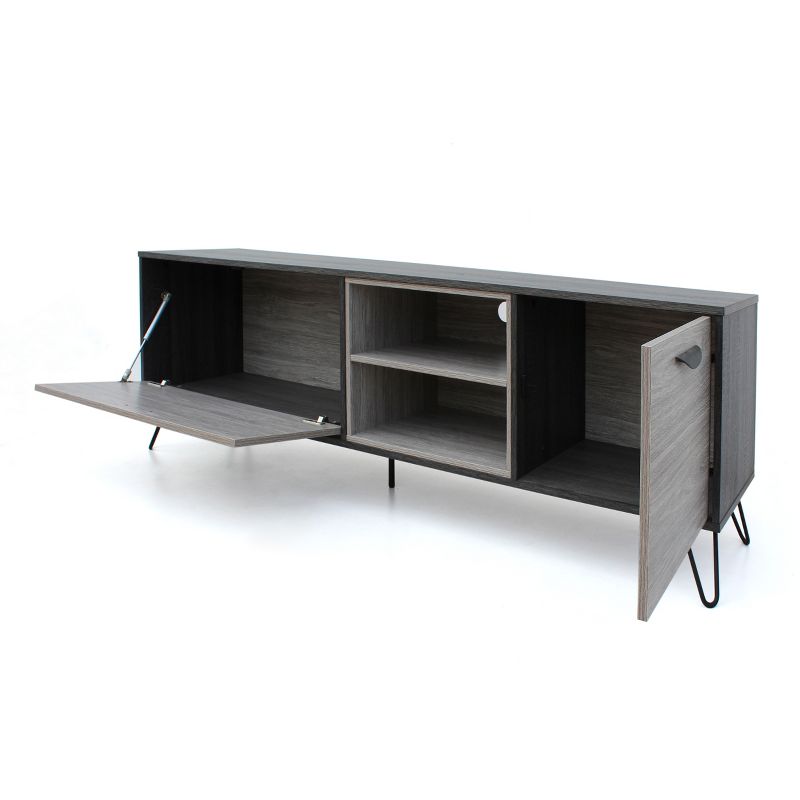 Isadora 71&#34; Mid Century TV Stand for TVs up to 74&#34; Sonoma Gray/Black - Christopher Knight Home, 6 of 15