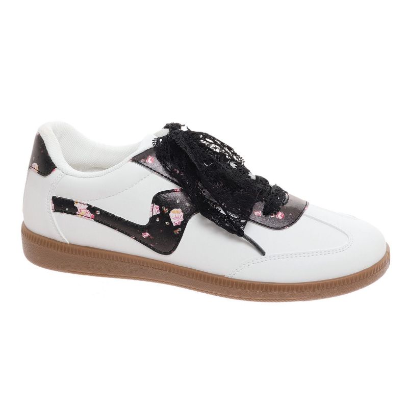Outwoods Womens Great-5 SneakerBlack & White Combo, Floral, 7