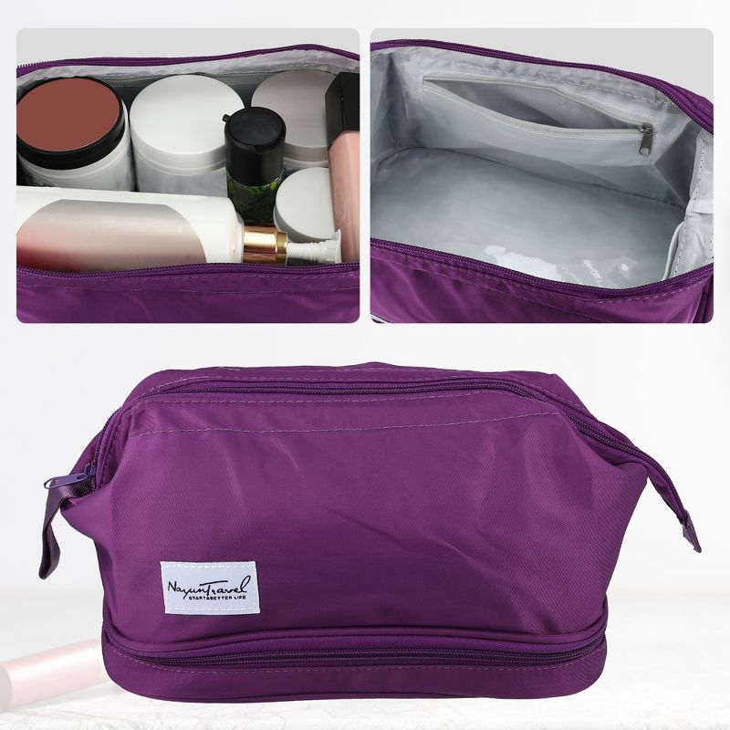 Unique Bargains Cosmetic Travel Bag Makeup Bag Waterproof Organizer Case Toiletry Bag for Women Nylon 27.5x19x15cm, 2 of 7