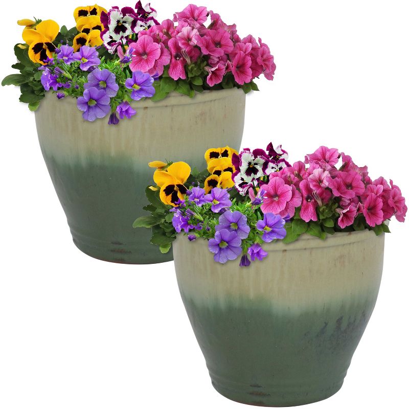Sunnydaze Studio Outdoor/Indoor High-Fired Glazed UV- and Frost-Resistant Ceramic Planters with Drainage Holes, 5 of 8