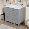 TiramisuBest 30 Inch Bathroom Vanity with Ceramic Sink, Flip-Out Drawer Design for Plumbing, Soft Close Drawers - 3 of 4