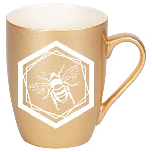 Elanze Designs Honeycomb Bee Vegas Gold 10 ounce New Bone China Coffee Cup Mug - 1 of 1