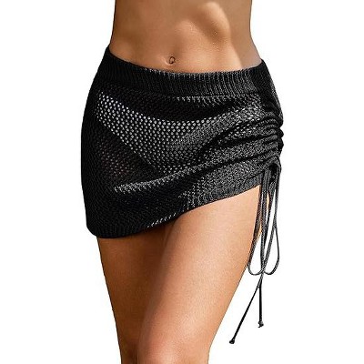 AI'MAGE Women's Crochet Cover Up Skirt 2025 Knit Drawstring Beach Skirt Coverups for Swimwear XS-XXL