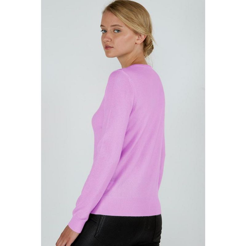 JENNIE LIU Women's 100% Pure Cashmere Long Sleeve Pullover V Neck Sweater, 2 of 3