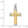 Black Bow Jewelry Men's 14k Yellow Gold & White Rhodium Hollow 3D Cross Pendant - 4 of 4