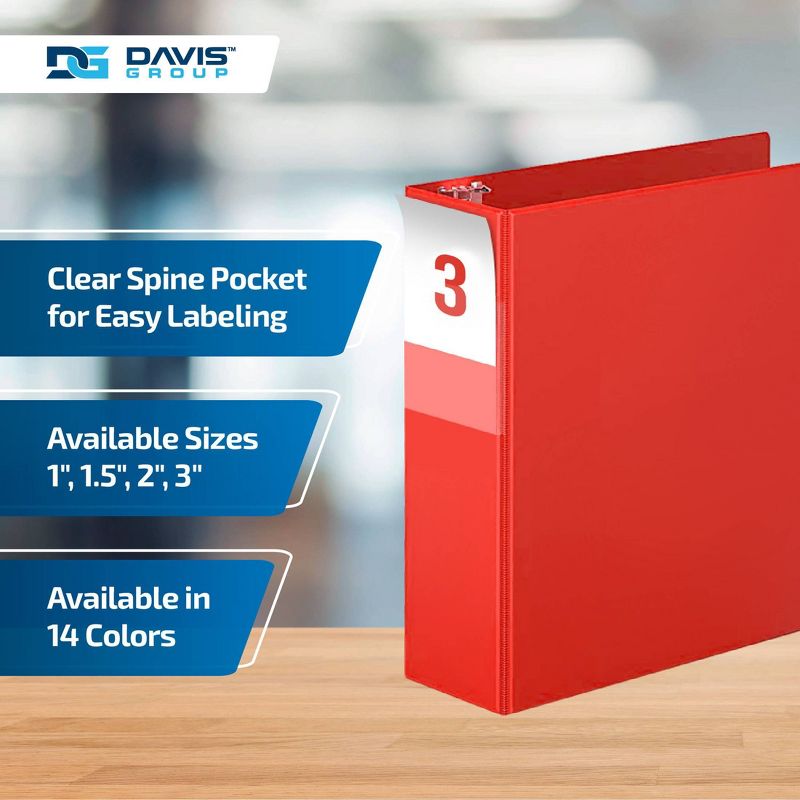Davis Group 6pk 3&#34; Premium Economy Round Ring Binders Red, 5 of 9