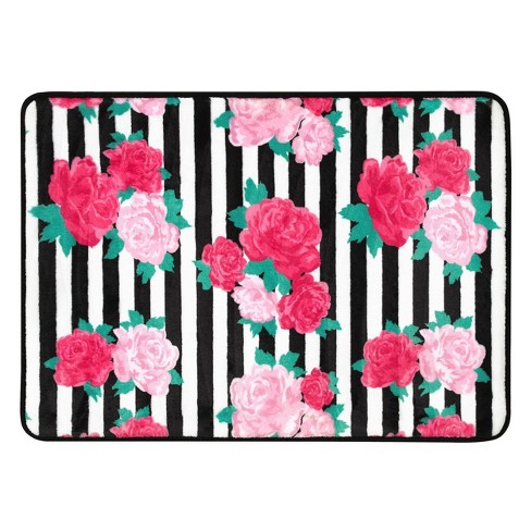 Flower Stripe Bright Bath Rug Pink Betseyville Target