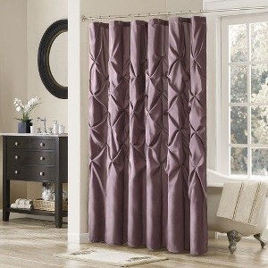 PAGED 72x72" Semi-Sheer Shower Curtain, Tufted Faux Silk Shower Curtain for Bathroom, Contemporary Textured Design Shower Curtain-Bathroom Decor - 1 of 3